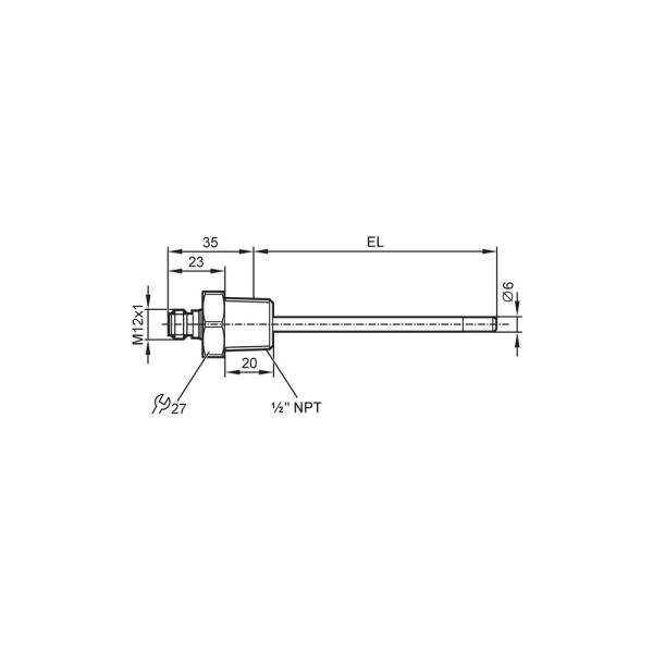 TM4331 IFM - Sensor de Temperatura ifm Monitoramento de fluidos Pt100 1/2 NPT 160bar