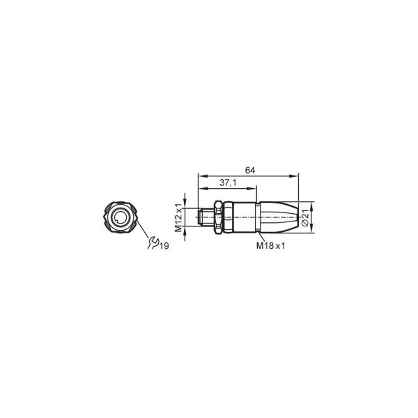 EVC812 IFM - Conector Plugável M12 Automação Industrial 4 Pinos Dourados IP69K