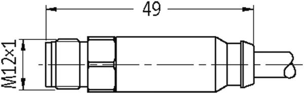 M12 male 0° / M12 female 90° Steel