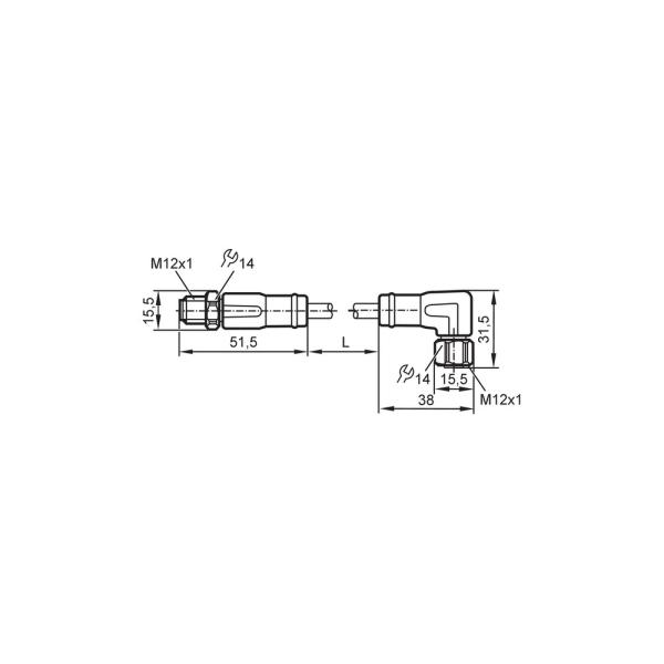 EVF501 IFM - Cabo de Ligação ifm Indústria Alimentícia 5m M12 IP69K
