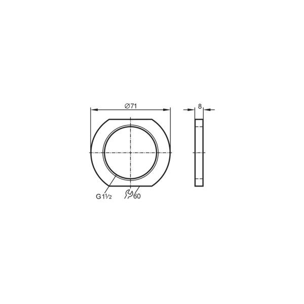 E11031 IFM - Contraporca para Adaptador de Montagem IFM Fixação de sensores G 1 1/2, POM, FDA