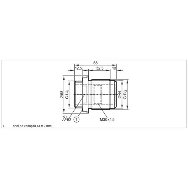 E11033 IFM - Adaptador de Instalação ifm para Sensores Capacitivos M30 G 1 1/2 POM FDA