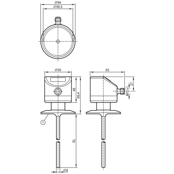 TD2931 IFM - Transmissor de Temperatura ifm Monitoramento de fluidos IO-Link, 100mm, Clamp DN50