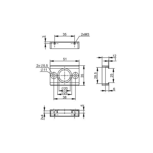 E12864 IFM - Perfil de Alumínio IFM Fixação de Luzes 51x35x12mm