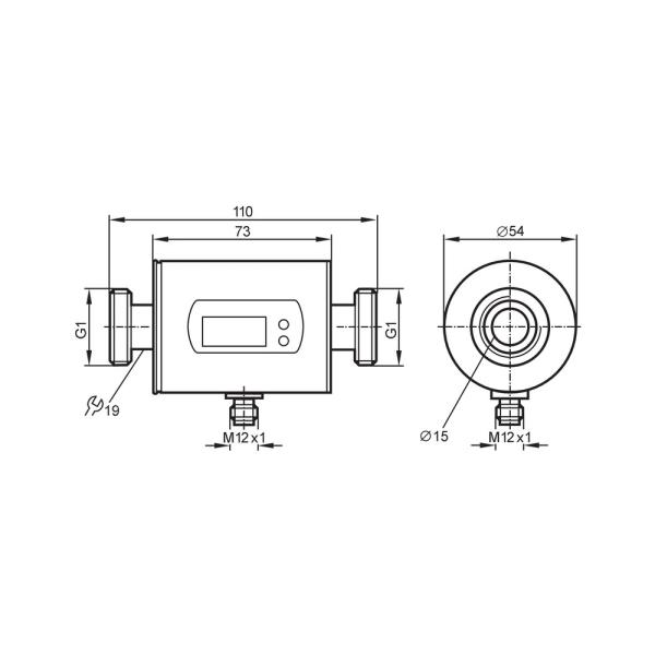 SM0505 IFM - Sensor de Vazão Magnético-Indutivo IFM Medição de vazão industrial 0,2-100 l/min G1
