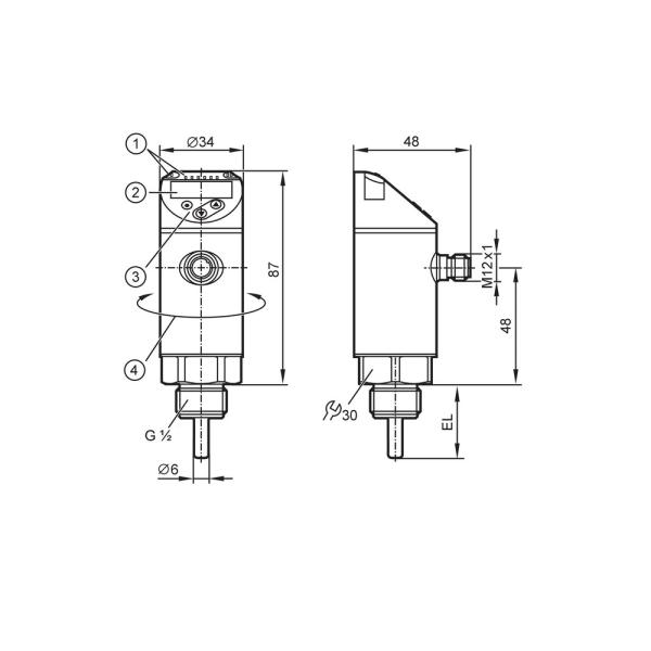 TN2405 IFM - Sensor de Temperatura ifm Monitoramento de fluidos Display IO-Link -50 a 150°C