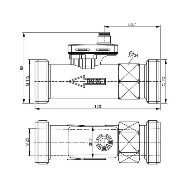 SV8051 IFM - Sensor de Fluxo Vortex ifm Aplicações Industriais 9-150 l/min, G 1 1/4