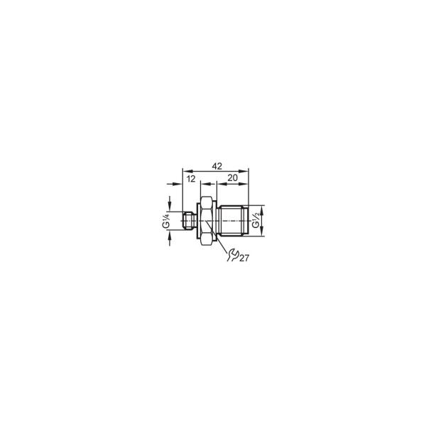 E30050 IFM - Adaptador Rosqueável IFM Sensores de Processo G1/4 p/ G1/2 Inox 200bar