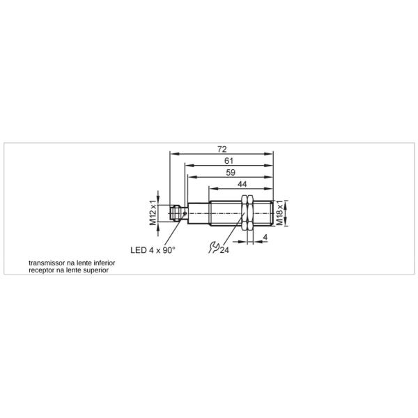 OGH301 IFM - Sensor Reflexão Difusa IFM Indústria Alimentícia PNP 100mm IP69K