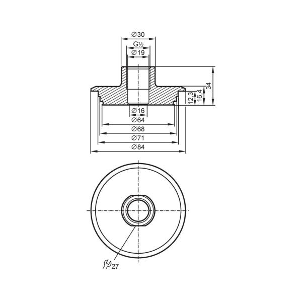 E43307 IFM - Adaptador Varivent Conexão sensores G 1/2, Inox 316L, DN40-150