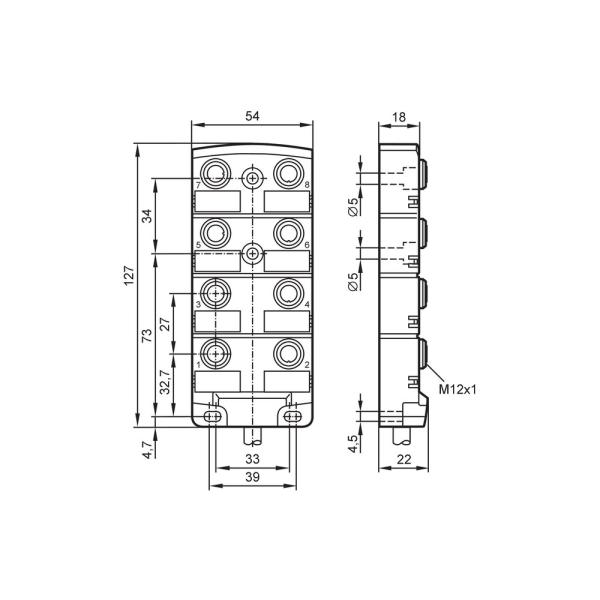 EBC021 IFM - Distribuidor Central IFM Automação Industrial 8 Portas M12 Cabo 5m