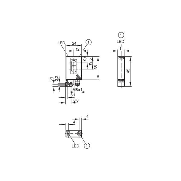 OJ5044 IFM - Sensor de Reflexão Difusa IFM Robótica e Manuseio 400mm PNP IP67 M8