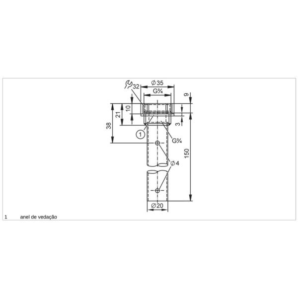 E43230 IFM - Tubo Coaxial IFM Sensores de Nível LR 150mm G3/4 16bar