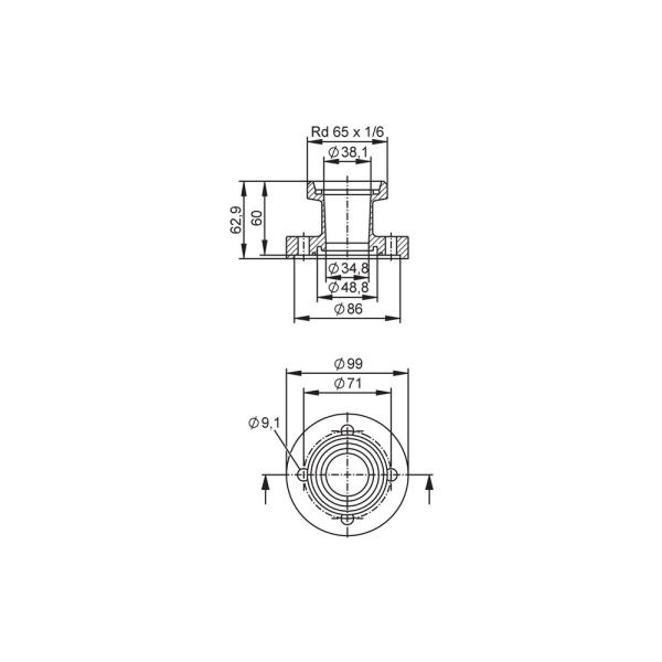 E40502 IFM - Adaptador de Processo DIN11851 para Sensor de Vazão SMF DN40 Aço Inox 316L 40bar