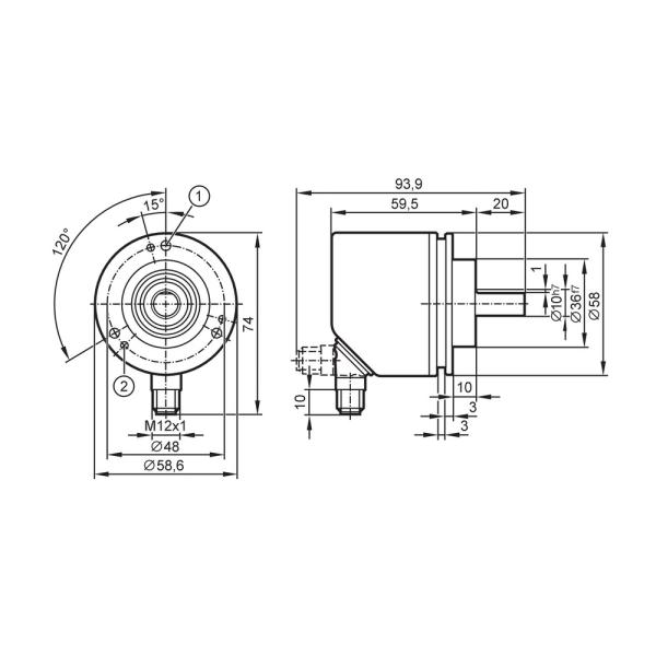 RV3100 IFM - Encoder Incremental IFM Monitoramento de posição Eixo 10mm IO-Link M12
