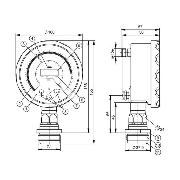 PG1706 IFM - Sensor de Pressão IFM Indústria Alimentícia Display IO-Link -0,124 a 2,5 bar