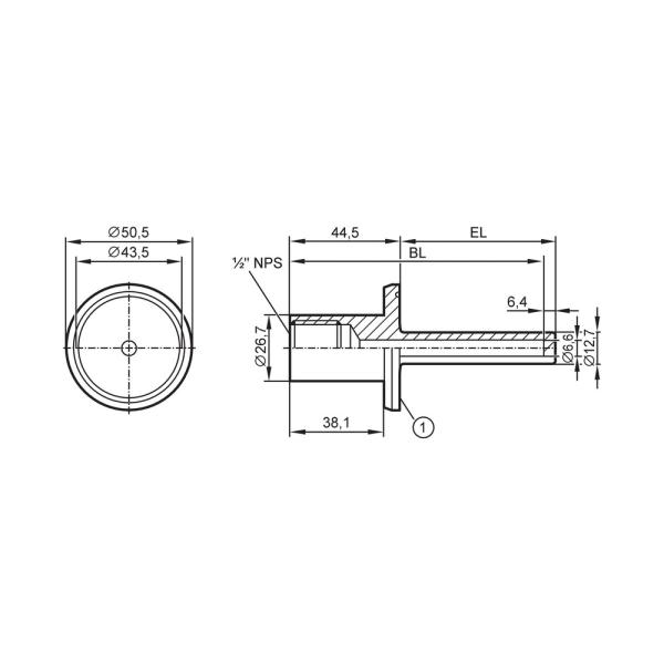 E37810 IFM - Tubo Prot. Sensor IFM Prot. Sensor Clamp DN25-40, L64mm, Inox 316L