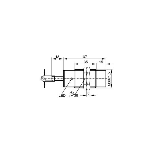 II5936 IFM - Sensor Indutivo Alta Temperatura Detecção de objetos M30 15mm PNP Antivalente