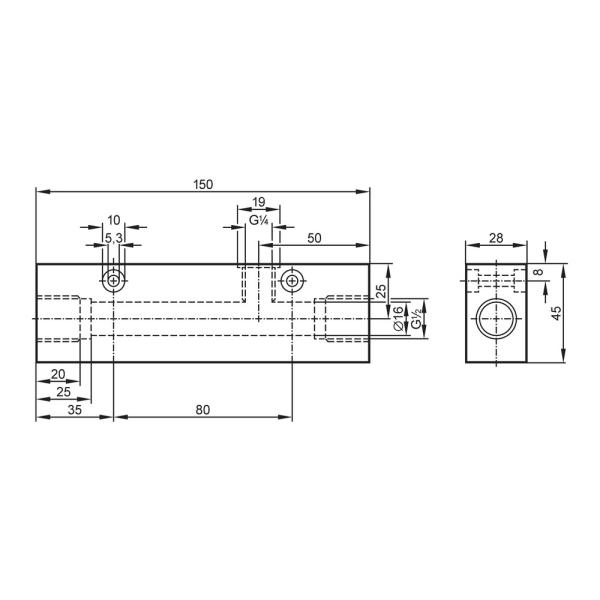 E40182 IFM - Adaptador de Processo IFM ADAPTBLOCK Pequena Vazão Volumétrica PVC, G 1/2, M18x1,5