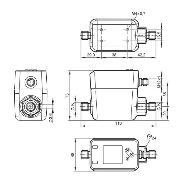 SM4120 IFM - Sensor Vazão IFM Monitoramento IO-Link, 16bar, G1/4