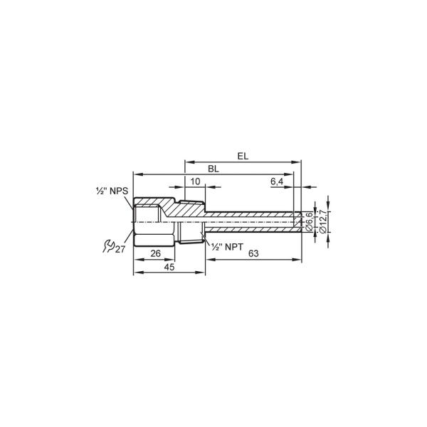 E37210 IFM - Tubo Protetor para Sensor de Temperatura IFM 1/2 NPT, 74mm, 400 bar