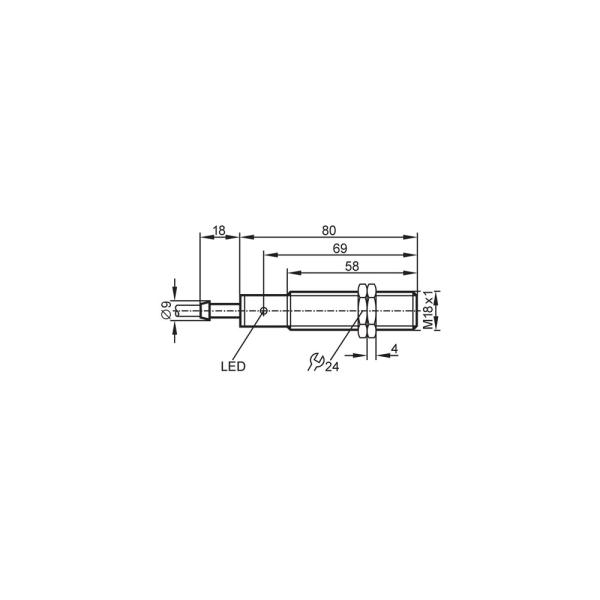 IG0093 IFM - Sensor Indutivo IFM Detecção de objetos M18 5mm NF Cabo 2m