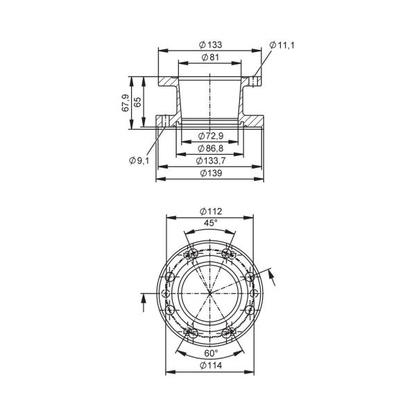E40525 IFM - Adapt. Flange DIN11864-2A p/ Sensor SMF DN80 Inox 316L 16bar