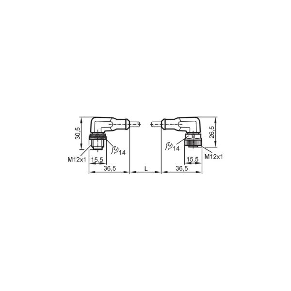 EVC168 IFM - Cabo de Ligação IFM M12 Angular Automação Industrial 2,5m PUR IP69K