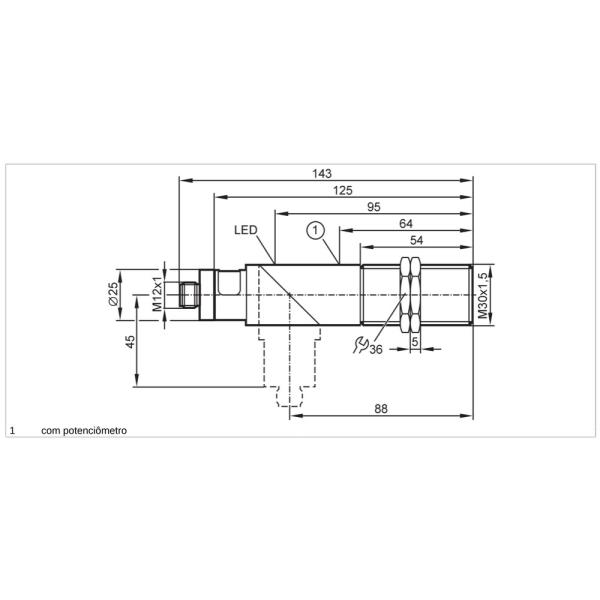 KI5052 IFM - Sensor Capacitivo IFM Automação Industrial M30, 15mm, PNP, M12