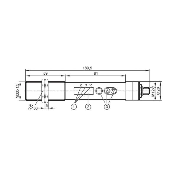 TW2000 IFM - Sensor de Temperatura Infravermelho IFM Medição sem contato 0 a 999,5°C IO-Link M30