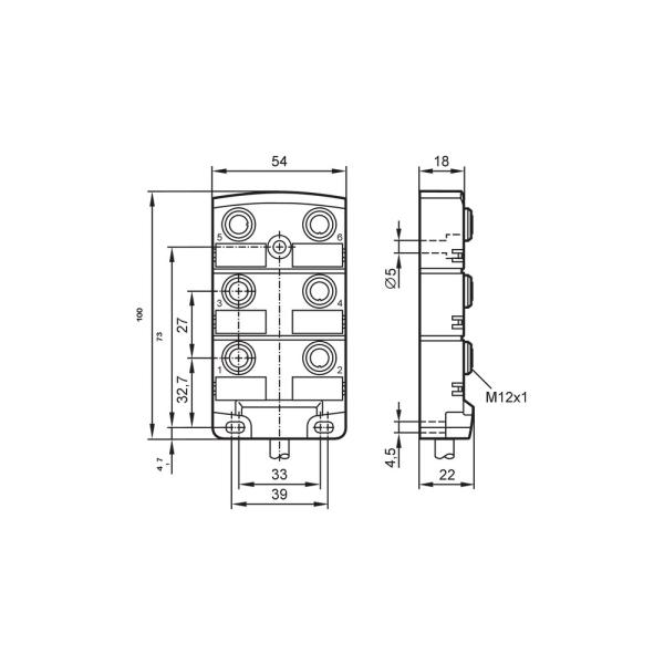EBC018 IFM - Distribuidor Central IFM Automação Industrial 6 Portas M12 Cabo 5m