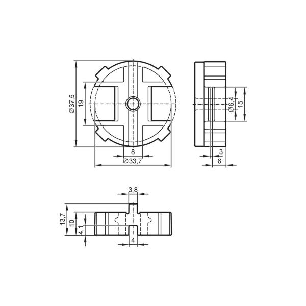 E12526 IFM - Placa Distanciadora para Cames ifm para Atuadores VDI/VDE 3845 10mm, Ø 37,5mm, PA 6