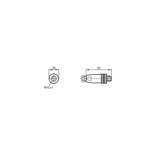 E11770 IFM - Conector M12 Reto IFM Automação Industrial IP68, 5 Polos, Ouro