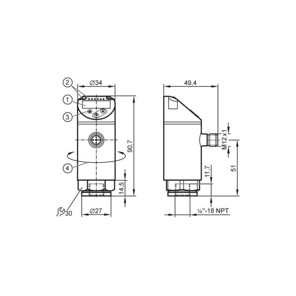 PN7292 IFM - Sensor de Pressão IFM Monitoramento Industrial 0-100 bar IO-Link