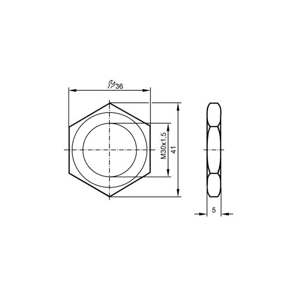 E10029 IFM - Porca Sextavada IFM Fixação e Montagem M30x1.5 PBT Kit 2 Peças