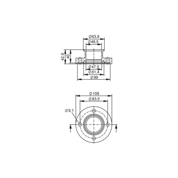 E40483 IFM - Adaptador de Processo Clamp ISO 2852 para Sensor de Vazão SMF DN50 Aço Inox 316L