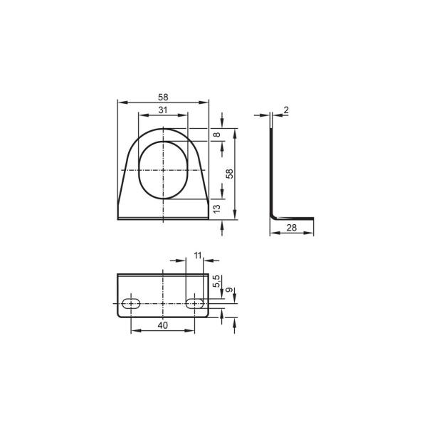 E10737 IFM - Flange Angular IFM Montagem Sensores M30 Aço Inoxidável 304