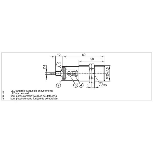 KI6001 IFM - Sensor Capacitivo IFM Detecção de nível M30 PNP IO-Link 40mm