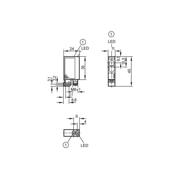 OJ5058 IFM - Sensor de Reflexão Difusa a Laser IFM Detecção industrial de objetos 150mm PNP IP67 M8