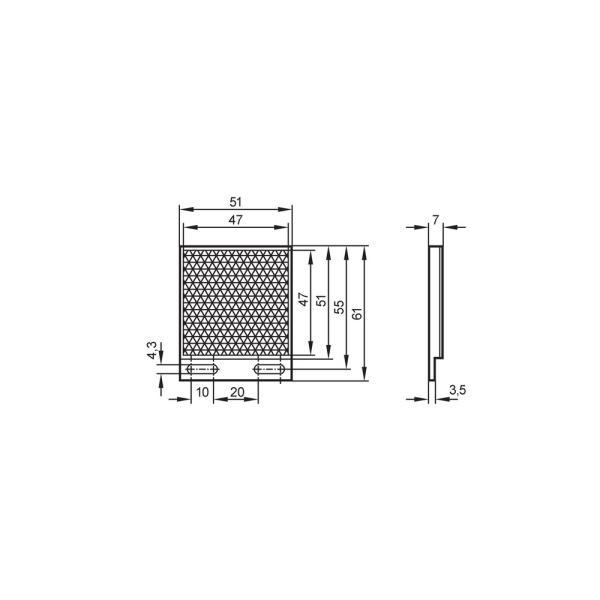 E20722 IFM - Refletor Retangular IFM Barreiras Laser e Detecção 61x51x7mm