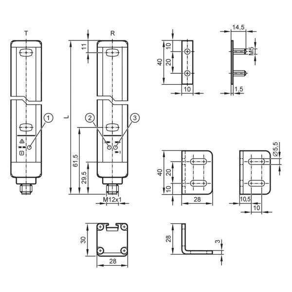 OY096S IFM - Cortina de Luz de Segurança IFM Prevenção de Acesso 910mm 90mm IP67