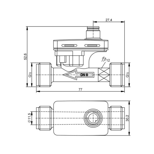SV4151 IFM - Sensor de Fluxo Vortex ifm Medição de vazão industrial 0,9-15 l/min, 16 bar, G 1/2