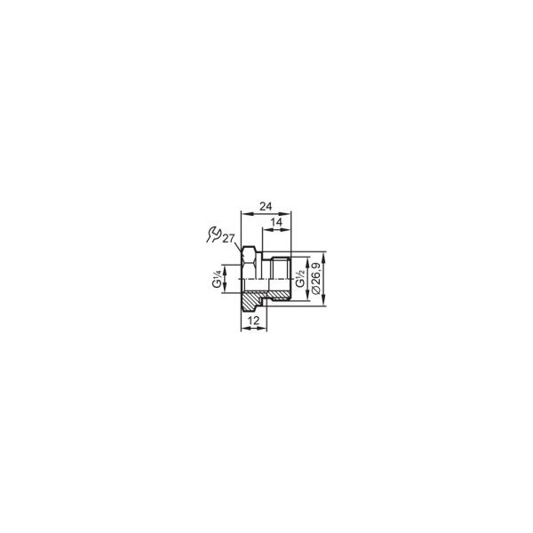 E30135 IFM - Adaptador Sensores ifm G1/4 Int p/ G1/2 Inox 316Ti 400bar