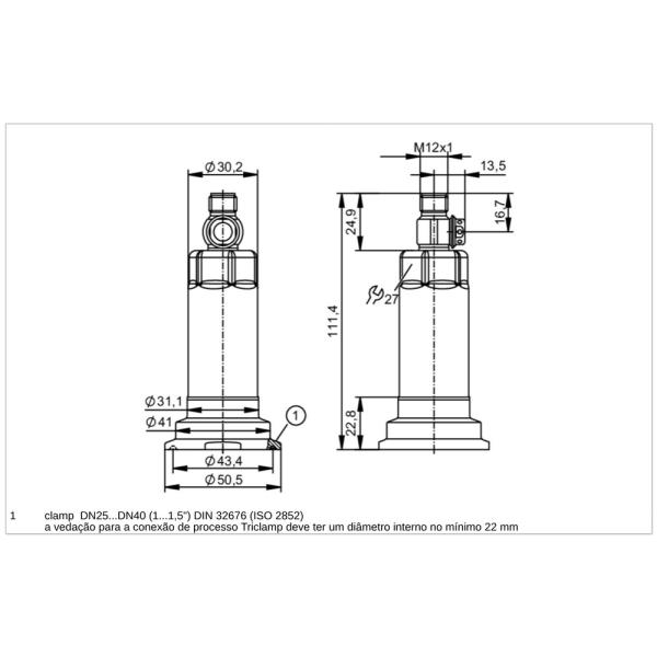 PM1117 IFM - Sensor de Pressão ifm Embutir Frontal IO-Link 4-20mA