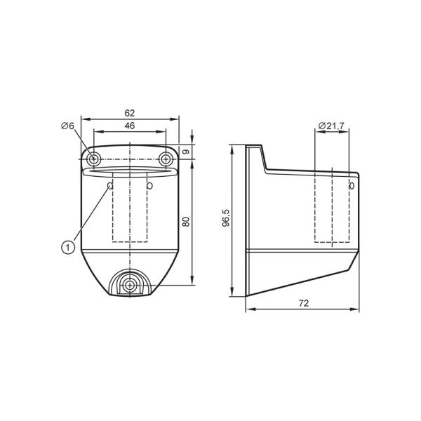 E89061 IFM - Suporte Parede LED-Tower Fixação sinalizador Alumínio preto 96x62x72mm