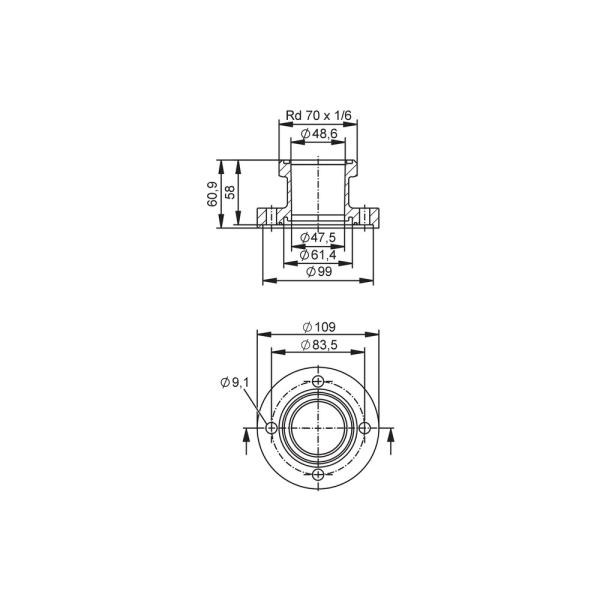 E40513 IFM - Adaptador de Processo SMS 1145 para Sensor de Vazão SMF DN50 Aço Inox 316L 16bar