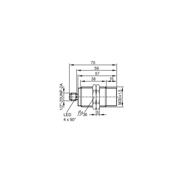 IIT002 IFM - Sensor Indutivo ifm Áreas higiênicas e limpeza M30, 22mm, IP69K, 2 fios
