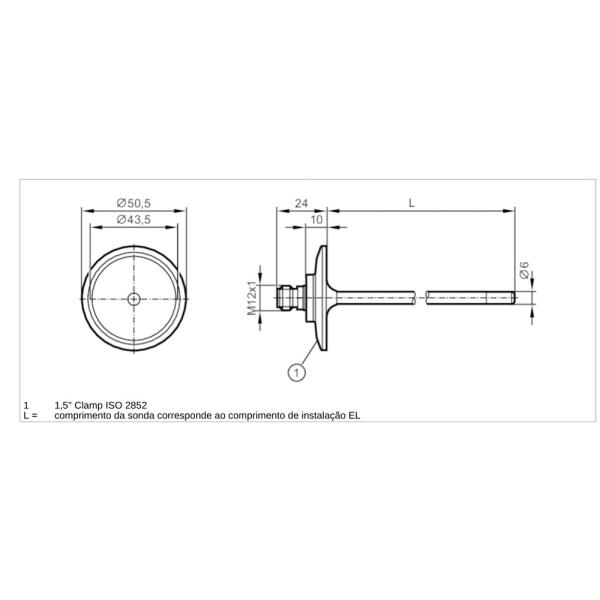 TM4801 IFM - Sensor de Temperatura ifm Aplicações Higiênicas Clamp DN25-40 Pt100