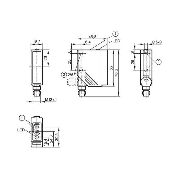 O5G500 IFM - Sensor Retroreflexivo IFM Detecção Objetos Transparentes 3m IP67 M12 PNP/NPN