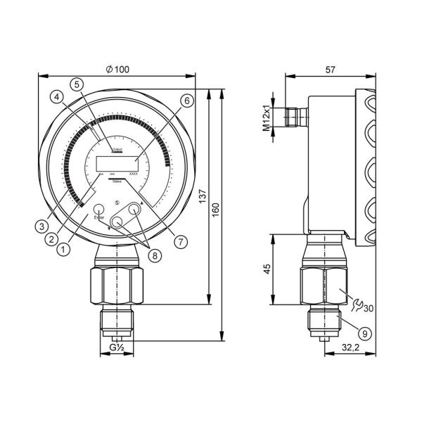 PG1400 IFM - Sensor de Pressão IFM Monitoramento de fluidos 0-400 bar, IO-Link, Analógico